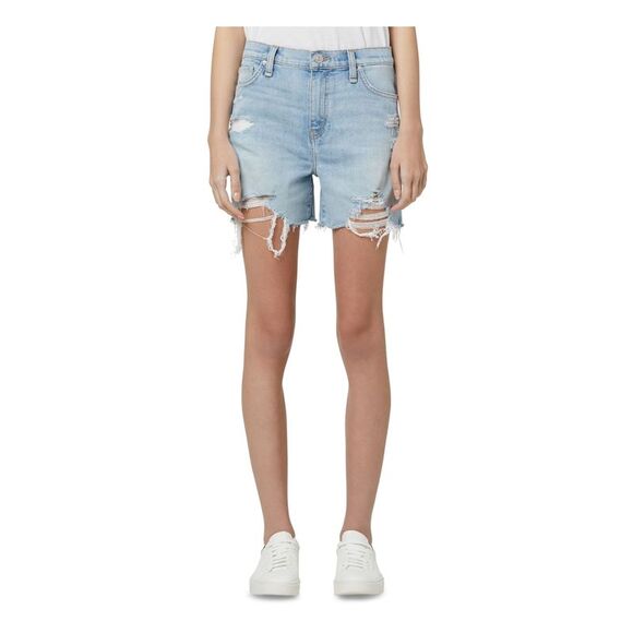 HUDSON Womens High Waist Shorts Light Blue Stretch Ripped Juniors 28